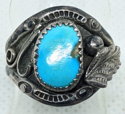 An Early Work by Navajo Mattie Tso in silver & Turquoise Ca Early 1970s Great Attention to detail